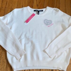 Aqua Love Rules Sweater with Heart Detail